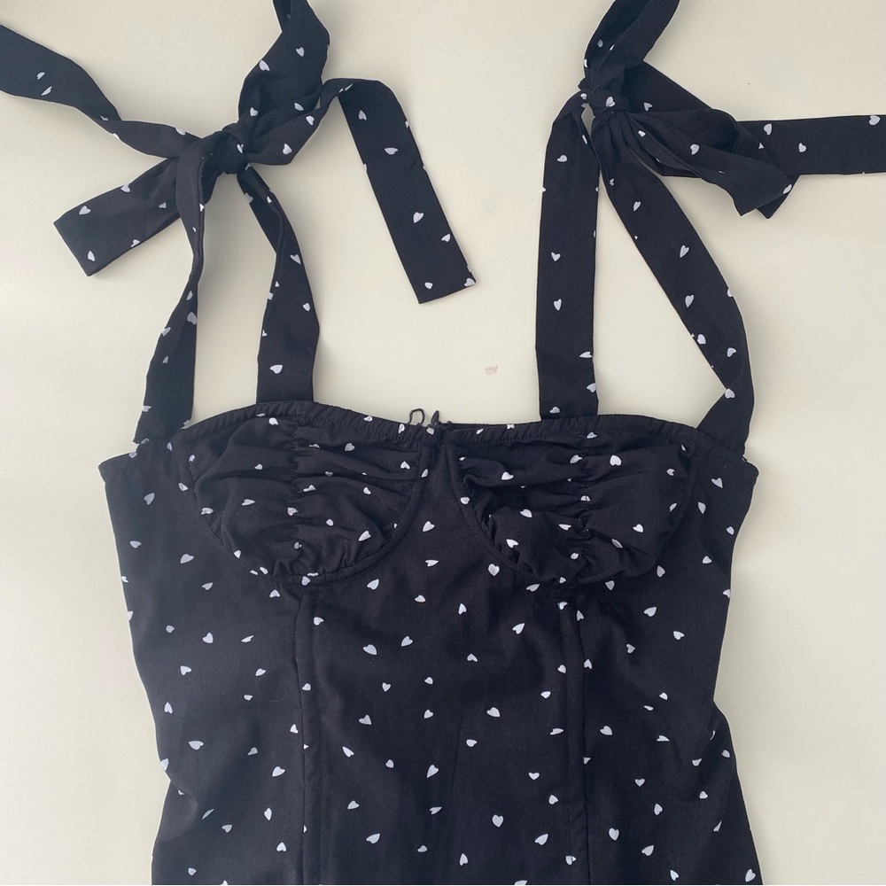 Black Heart Tie Shoulder Bustier Corset